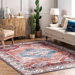 Kirklands Home Orange Faded Medallion Washable Runner
