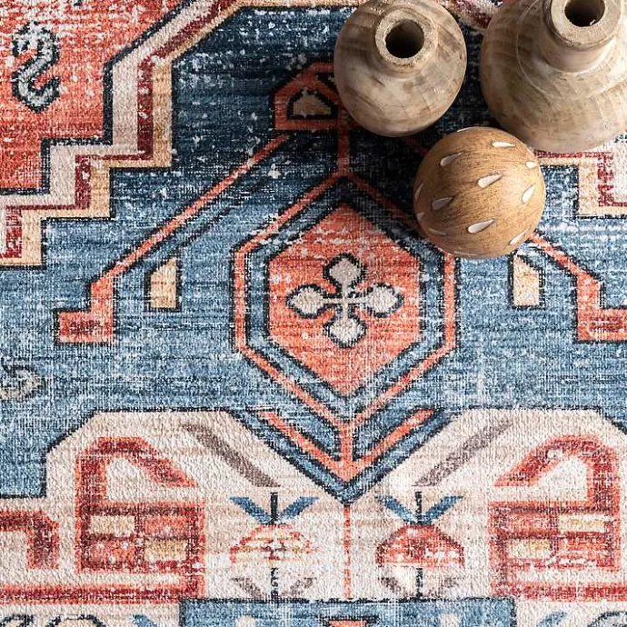 Best Kirklands Home Orange Faded Medallion Washable Area Rug, 4x6