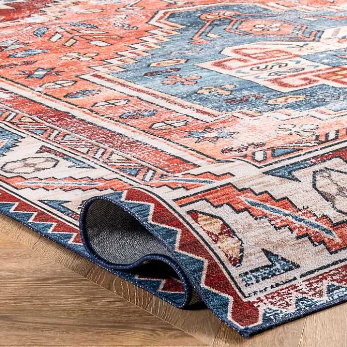 Best Kirklands Home Orange Faded Medallion Washable Area Rug, 4x6