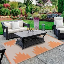 Outlet Kirklands Home Orange Geometric Outdoor Area Rug, 4x6