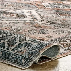 Kirklands Home Orange Global Pattern Washable Area Rug, 5x8