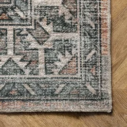 Kirklands Home Orange Global Pattern Washable Area Rug, 5x8