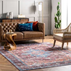 Discount Kirklands Home Orange Medallion Washable Area Rug, 4x6