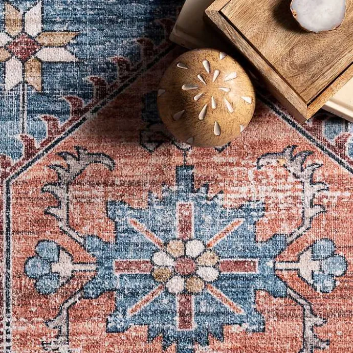 Discount Kirklands Home Orange Medallion Washable Area Rug, 4x6