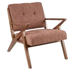 Sale Kirklands Home Mid-Century Pecan Finish Accent Chair Orange