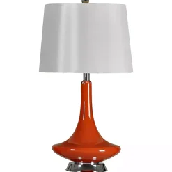 New Kirklands Home Orange Retro Glass Table Lamp White