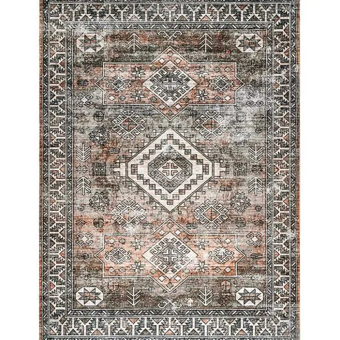 Kirklands Home Orange Tribal Washable Area Rug, 8x10