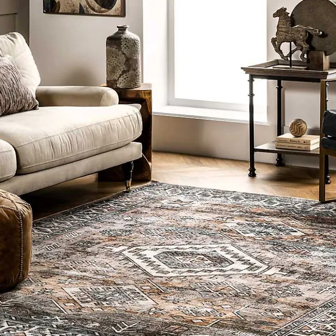 Kirklands Home Orange Tribal Washable Area Rug, 8x10