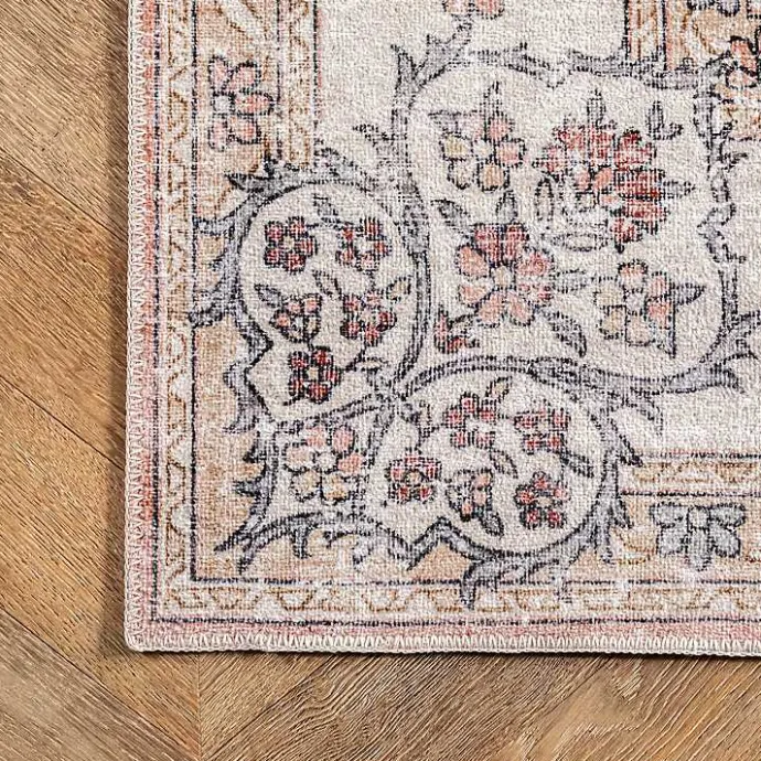 Best Kirklands Home Vintage Floral Washable Runner Orange