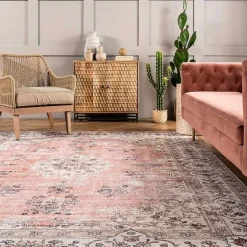 Best Kirklands Home Vintage Floral Washable Area Rug, 3x5 Orange