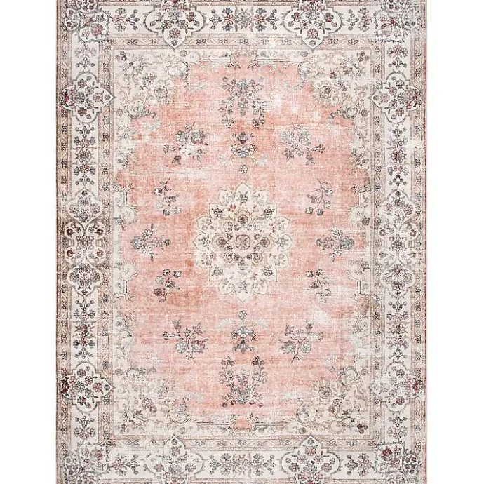 Best Kirklands Home Orange Vintage Floral Washable Area Rug, 5x8