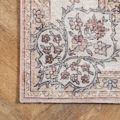 Best Kirklands Home Orange Vintage Floral Washable Area Rug, 5x8