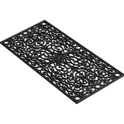 Kirklands Home Ornate Art Deco Rubber Doormat, 48x22 in. Black