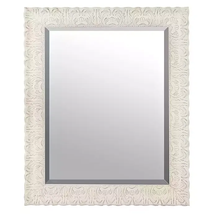 New Kirklands Home Ornate Distressed Cream Mirror, 29x35