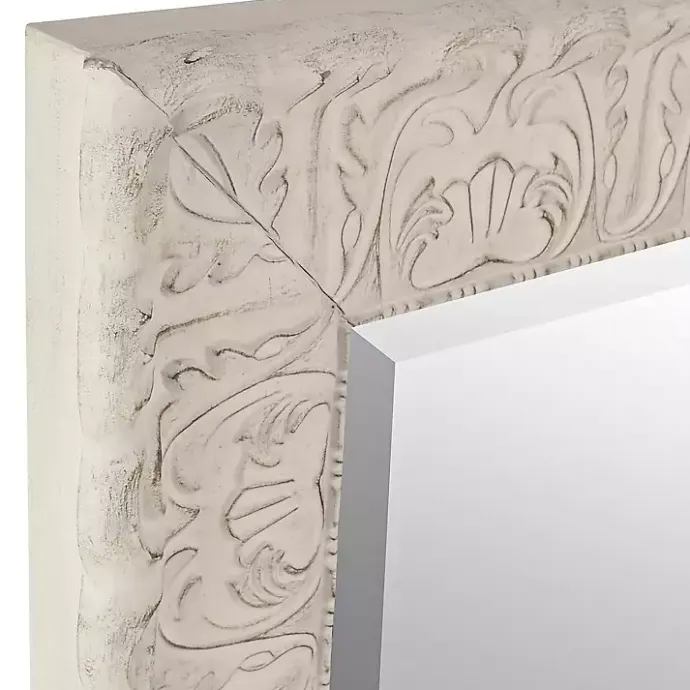 New Kirklands Home Ornate Distressed Cream Mirror, 29x35