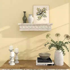 Online Kirklands Home Ornate Farmhouse Wooden Wall Shelf, 28 in. White