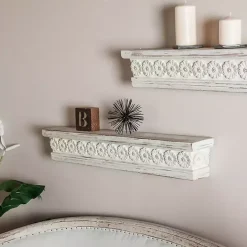 Best Kirklands Home Ornate Farmhouse Wooden Wall Shelf, 36 in.