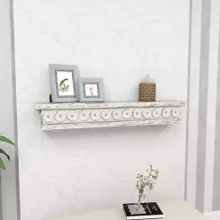 Best Kirklands Home Ornate Farmhouse Wooden Wall Shelf, 36 in.