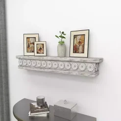 Best Kirklands Home Ornate Farmhouse Wooden Wall Shelf, 36 in.