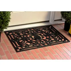 Discount Kirklands Home Ornate Penelope Durable Rubber Doormat, 30x18 in. Black