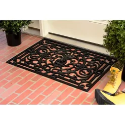 Discount Kirklands Home Ornate Penelope Durable Rubber Doormat, 30x18 in. Black