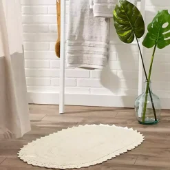 Outlet Kirklands Home Oval Classic Crochet Bath Mat Ivory