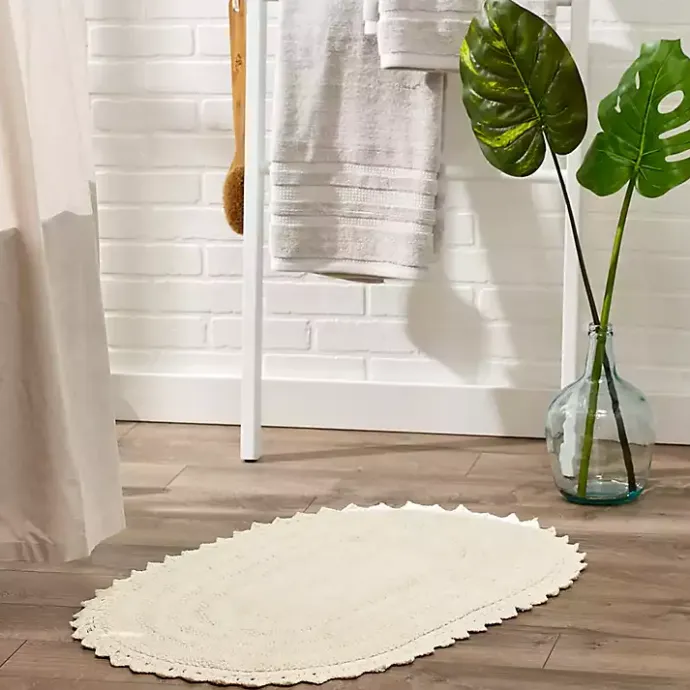 Outlet Kirklands Home Oval Classic Crochet Bath Mat Ivory