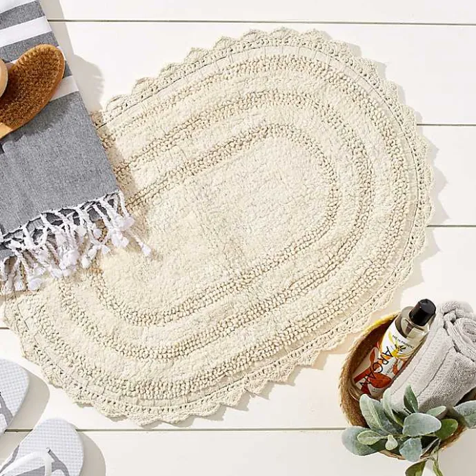 Outlet Kirklands Home Oval Classic Crochet Bath Mat Ivory