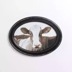 New Kirklands Home Oval Cow Selfie Framed Art