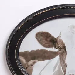 New Kirklands Home Oval Cow Selfie Framed Art