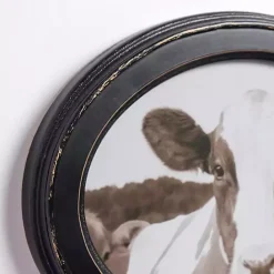 New Kirklands Home Oval Cow Selfie Framed Art