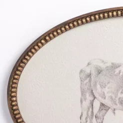 Best Kirklands Home Oval Cow Sketch Beaded Framed Art Print