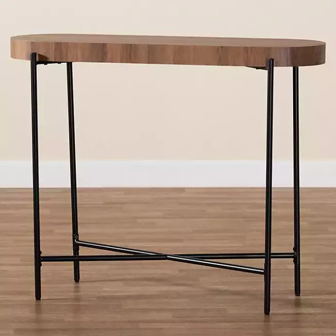 Online Kirklands Home Oval Light Wood X Base Console Table Brown