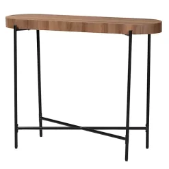 Online Kirklands Home Oval Light Wood X Base Console Table Brown