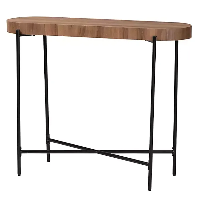 Online Kirklands Home Oval Light Wood X Base Console Table Brown