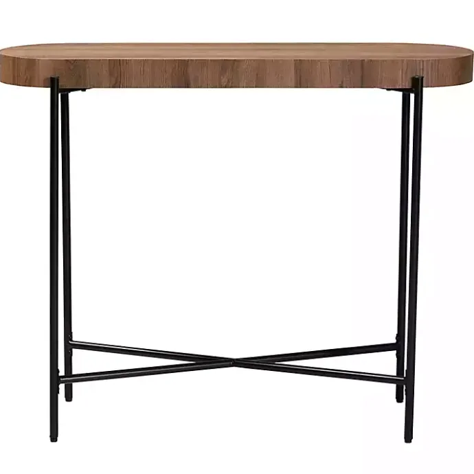 Online Kirklands Home Oval Light Wood X Base Console Table Brown