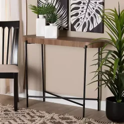 Online Kirklands Home Oval Light Wood X Base Console Table Brown