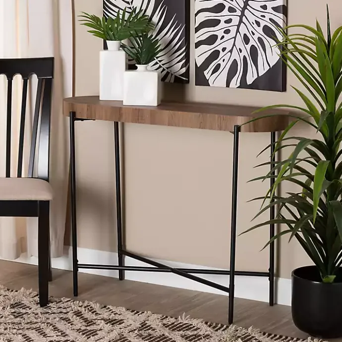 Online Kirklands Home Oval Light Wood X Base Console Table Brown