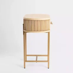 Online Kirklands Home Oval Ribbed Single Drawer Accent Table Tan