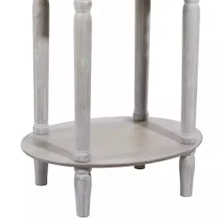 Best Kirklands Home Oval washed Pine Wood Side Table White