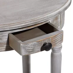 Best Kirklands Home Oval washed Pine Wood Side Table White