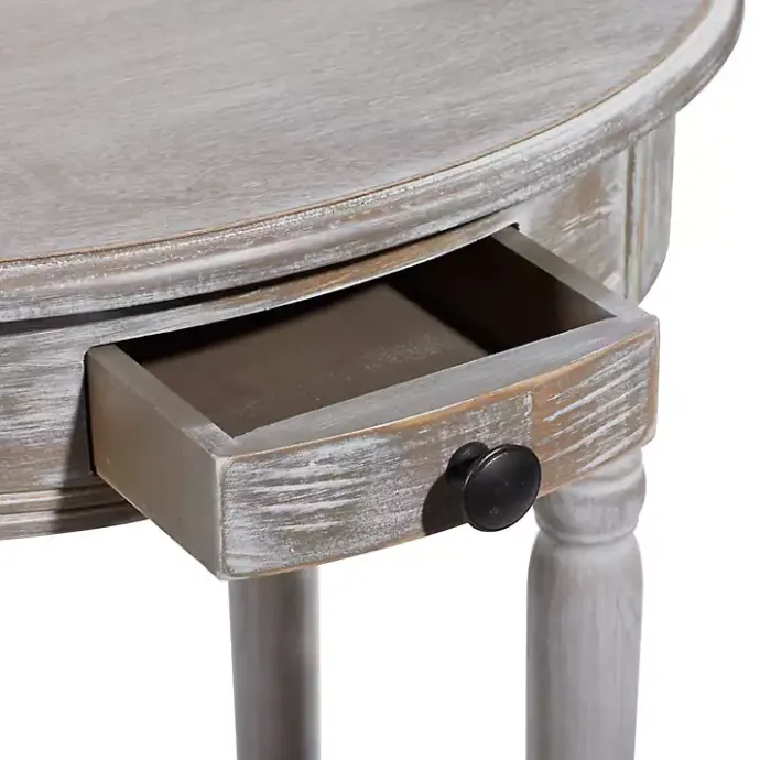 Best Kirklands Home Oval washed Pine Wood Side Table White