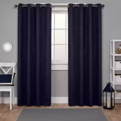 Hot Kirklands Home Oxford Navy Thermal Curtain Panel Set, 108 in. Blue