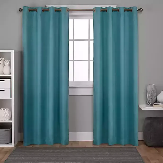 Outlet Kirklands Home Oxford Teal Thermal Curtain Panel Set, 84 in.