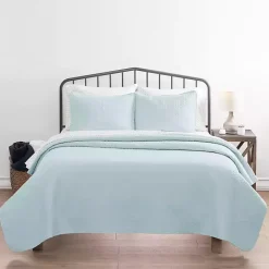 Sale Kirklands Home Pale Herring 3-pc. Queen Quilted Coverlet Set Blue