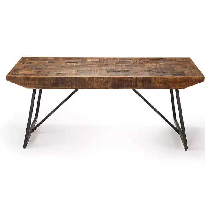 New Kirklands Home Parquet Willa Metal Base Coffee Table Tan