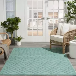 Hot Kirklands Home Pastel Lime Diamond Outdoor Area Rug, 6x9 Green