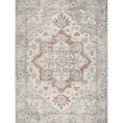 New Kirklands Home Pastel Medallion Washable Area Rug, 5x7 Gray