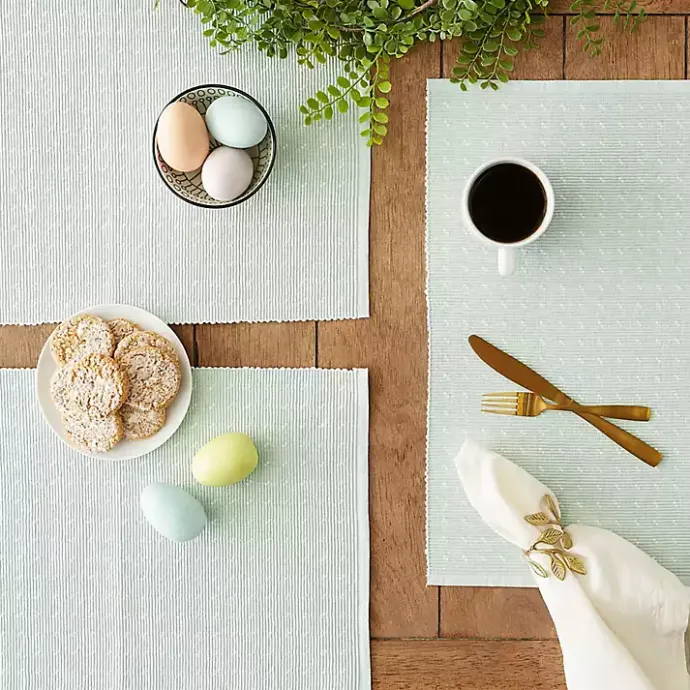 New Kirklands Home Pastel Misty Dobby Placemats, Set of 6 Blue