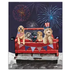 Discount Kirklands Home Patriotic Puppy Pickup Canvas Art Print